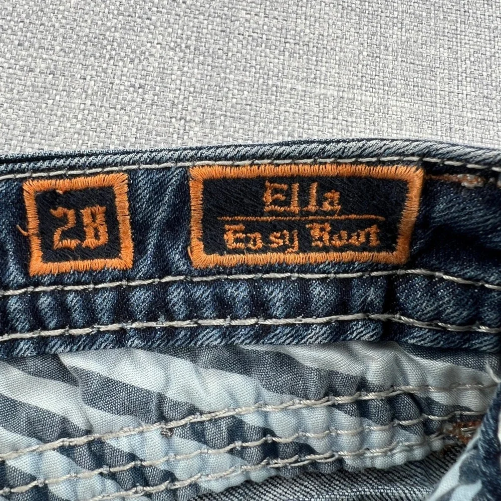 Rock Revival Ella Easy Boot Jeans Womens 28 Blue Contrast Stitch Y2K Bling Boho - Picture 6 of 15